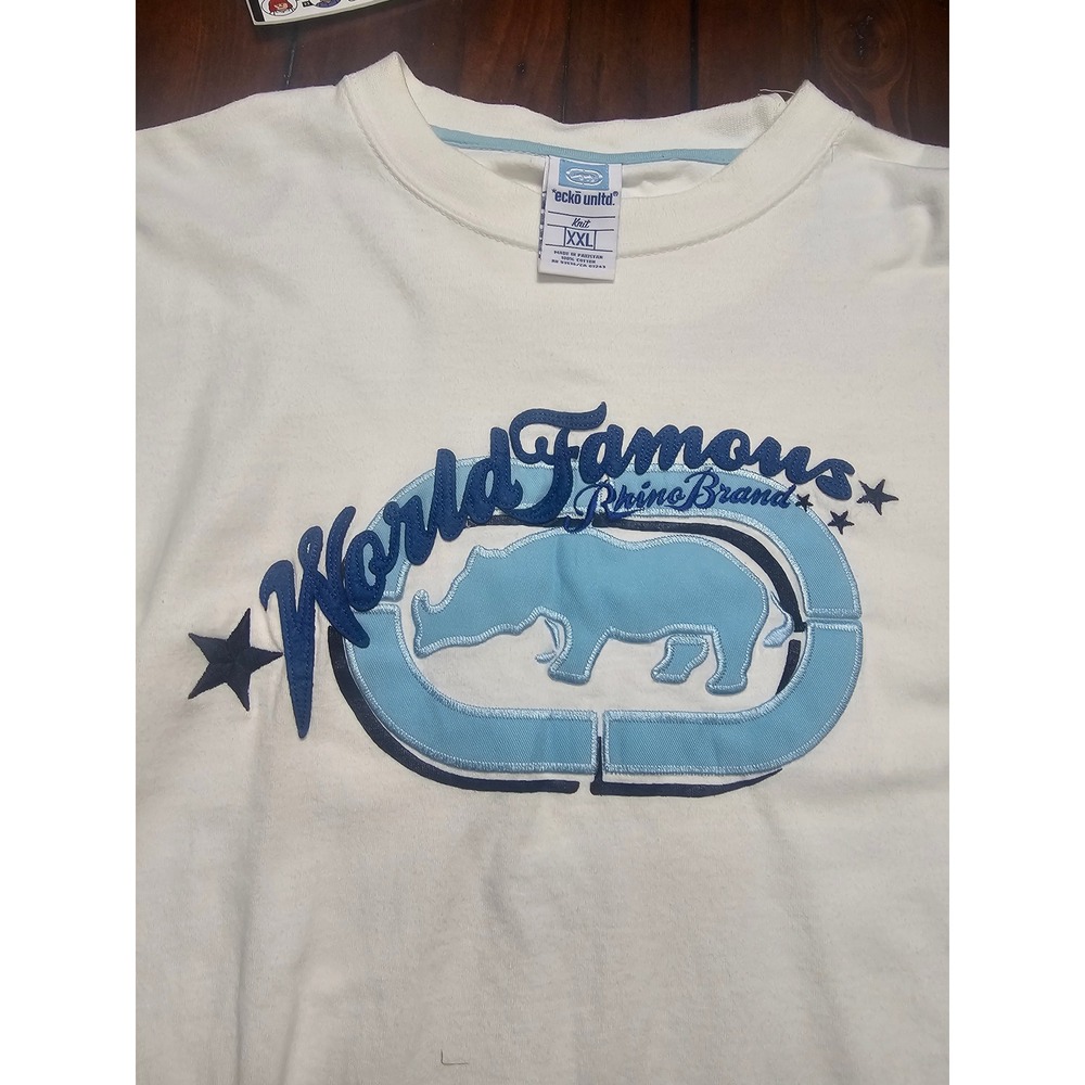 Y2K Ecko Unltd Mens White‎ World Famous Rhino Brand Graphic T Shirt XXL - Picture 6 of 8